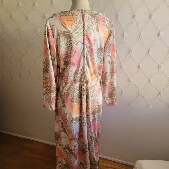 Vintage Maxi Dress / Mini Cowl Neck / Pastel / Large - Picture 5 of 5